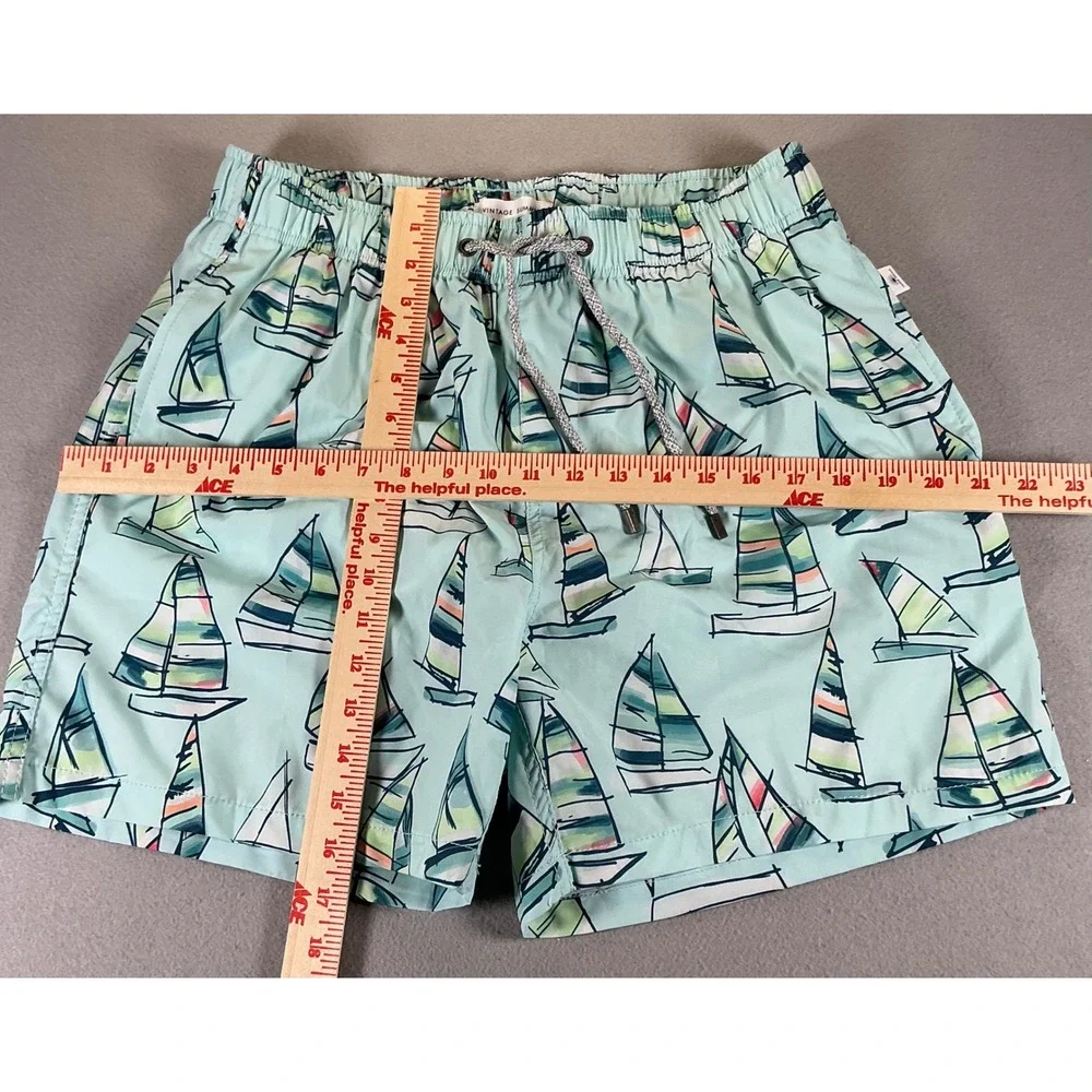 Vintage Summer Swim Trunks Men's Large NWOT Sailboat Print Beach Shorts